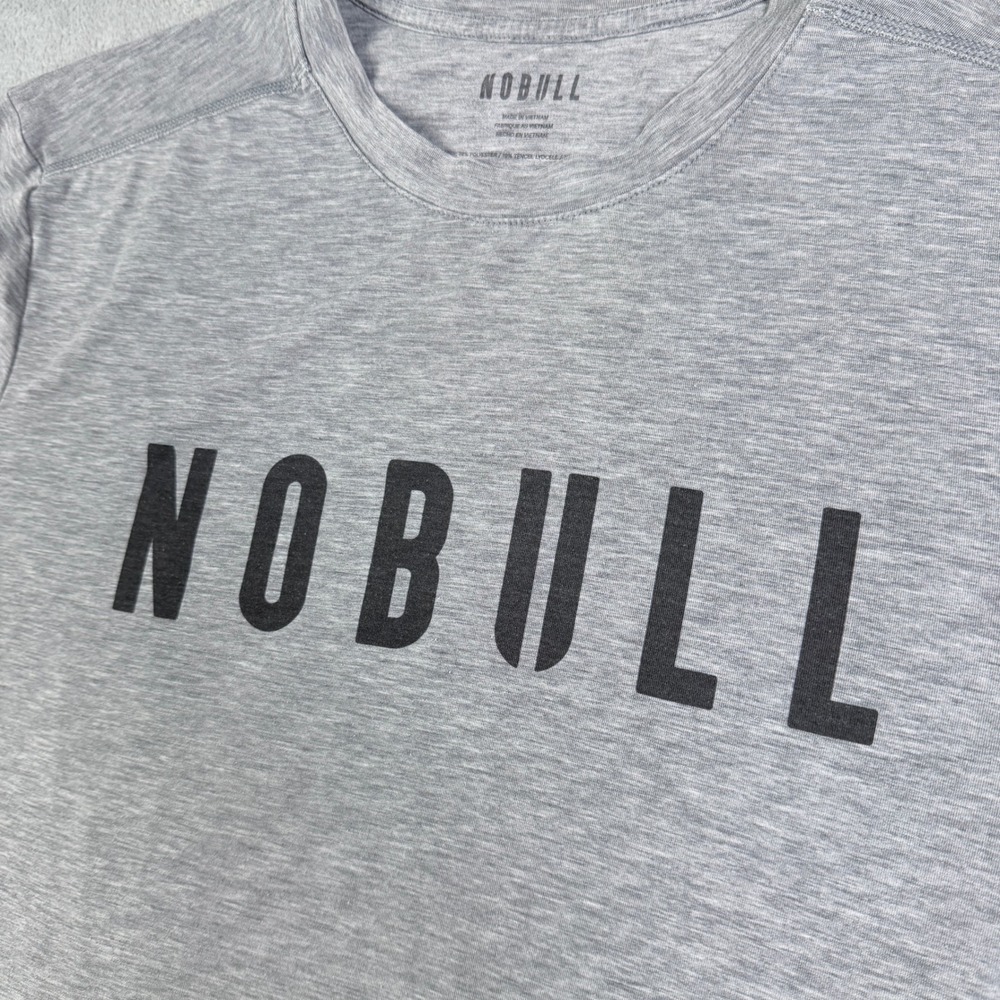 NOBULL Mens Heather Grey Logo Graphic Training T-Shirt Size Large L Activewear - Picture 4 of 6